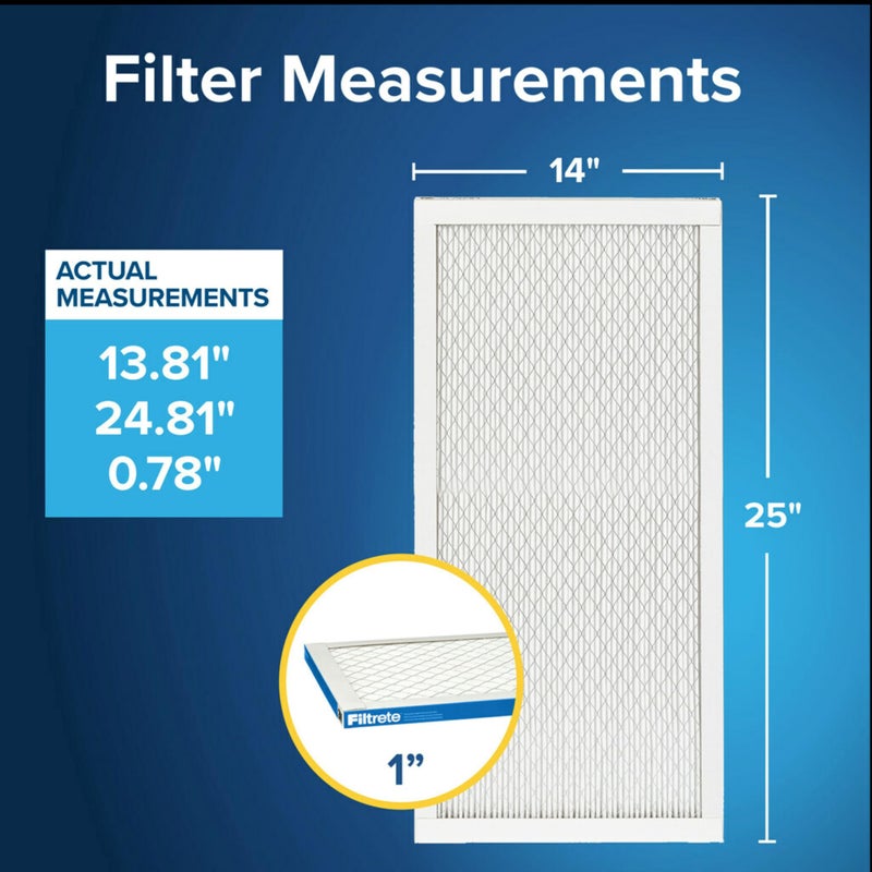Filtrete 14x25x1 AC Furnace Air Filter, MERV 13, MPR 1900, Premium Allergen, Bacteria & Virus Filter, 3-Month Pleated 1-Inch Electrostatic Air Cleaning Filter, 6-Pack (Actual Size 13.81x24.81x0.78 in) - Image 2